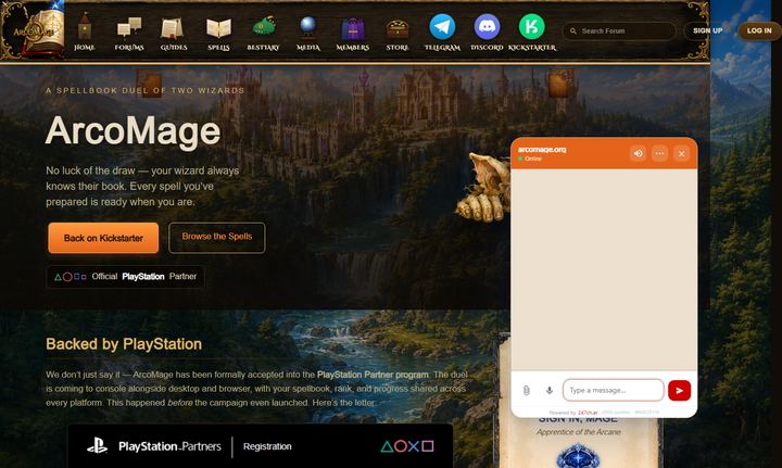 247chat widget on arcomage.org