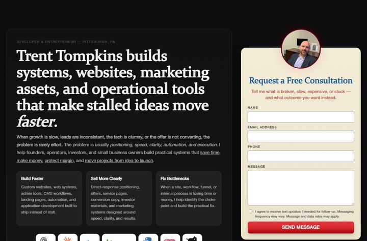 247chat widget on trentontompkins.com